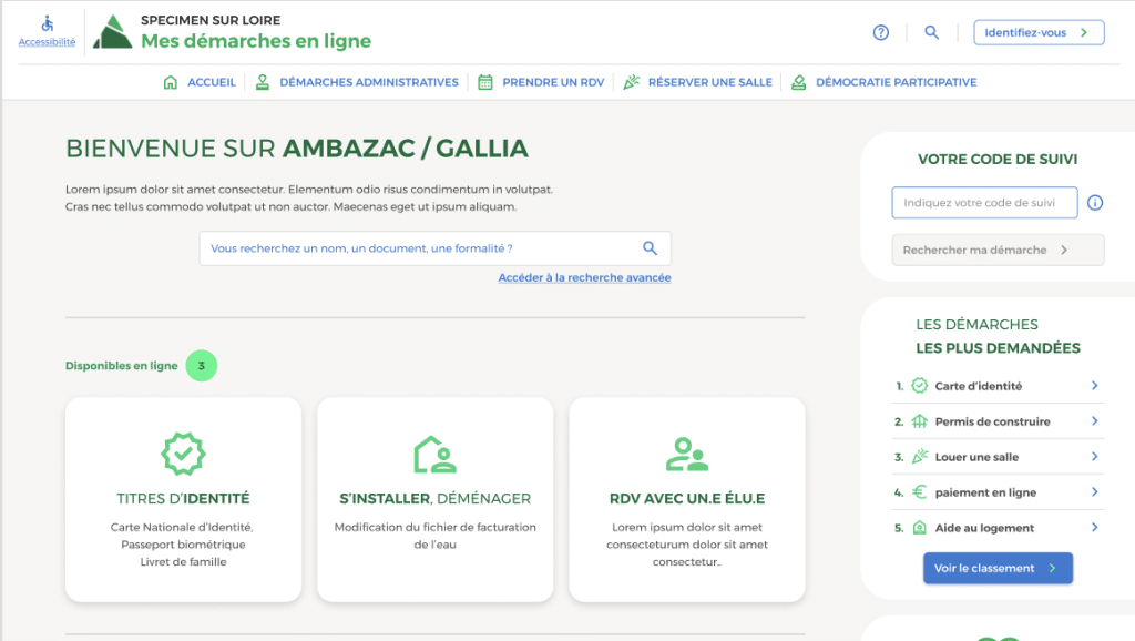 Capture d'écran de l'écran d'accueil du logiciel Gallia