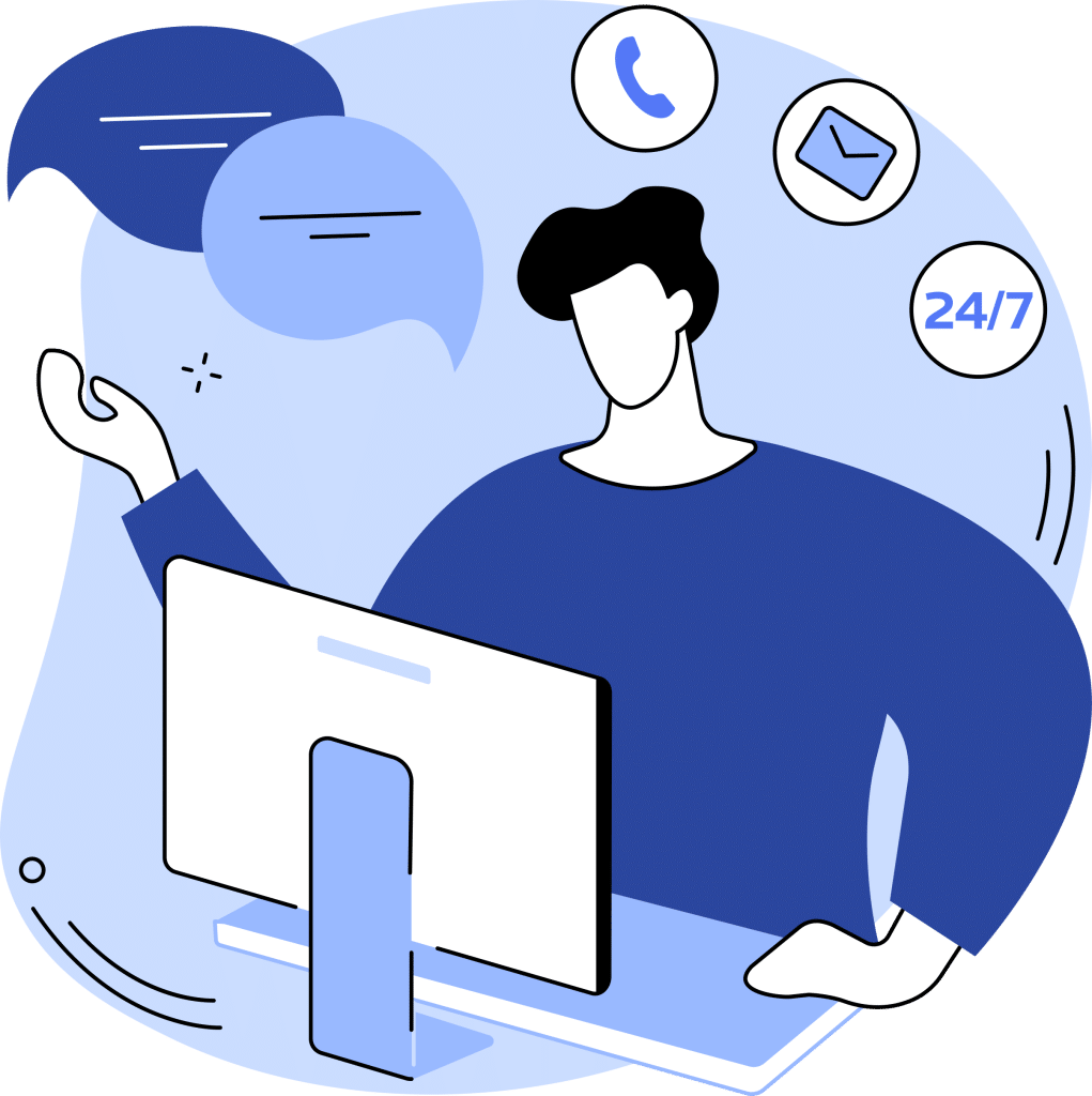 Personne qui travaille devant un ordinateur avec un style dessin